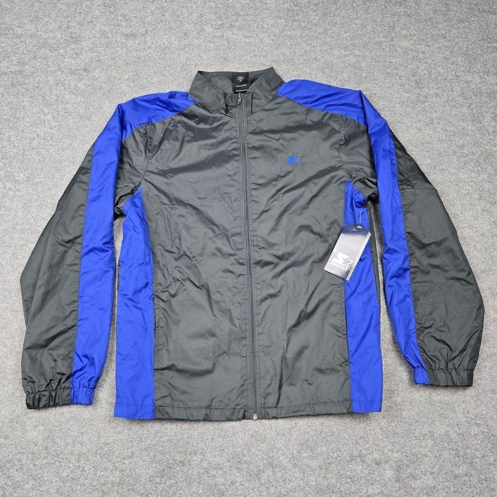 Starter Jacket Boys 18 Gray Blue Colorblock Full Zip Windbreaker‎ Mesh Lined New